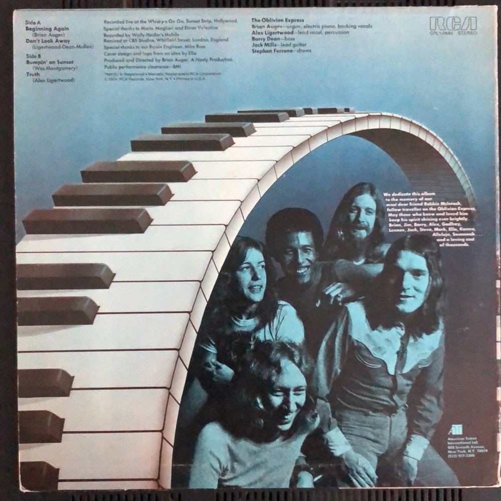 Brian Augers Oblivion Express Live Oblivion Vinyl Lp '74